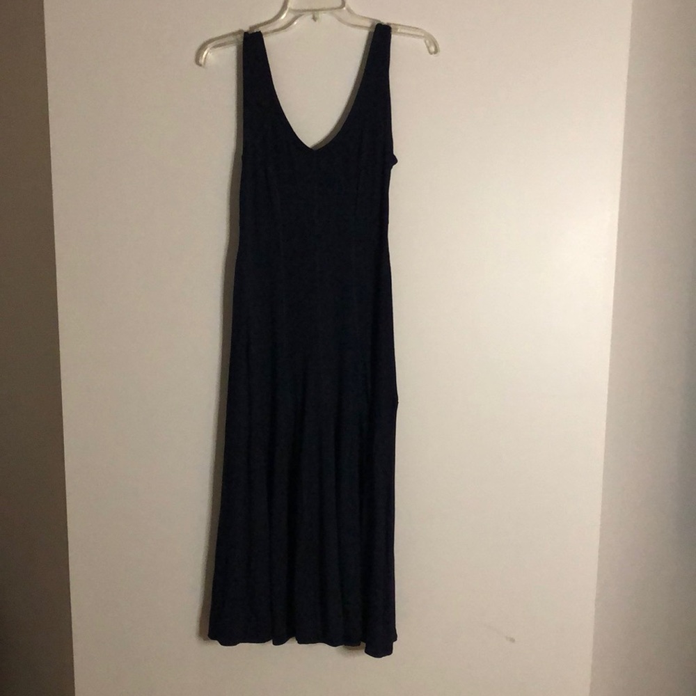 Chelsea and Theodore navy blue flowy dress